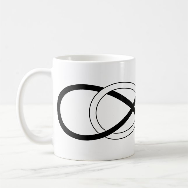 Dubbel oändlighet för symbol - svart & vit kaffemugg (Vänster)