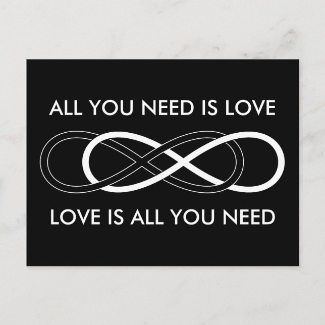 Dubbel oändlighet för symbol - svart & vit vykort (Framsida)