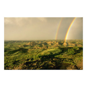 Dubbel regnbåge över Painted Canyon i Theodore Fototryck