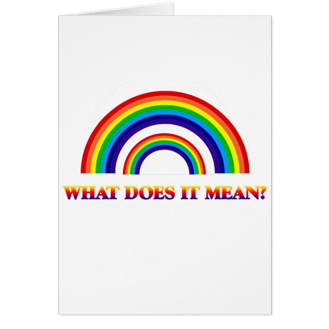 Dubbel regnbåge. Vad betyder den? Hälsningskort (Framsidan)