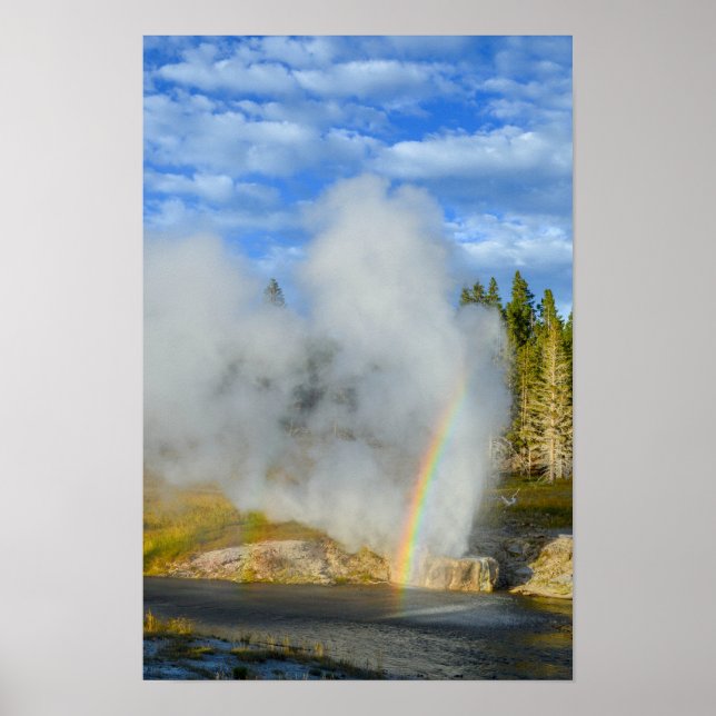 Dubbel regnbåge vid Riverside Geyser, Yellowstone Poster (Framsidan)