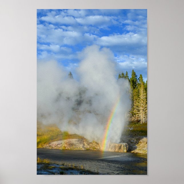 Dubbel regnbåge vid Riverside Geyser, Yellowstone Poster (Framsidan)