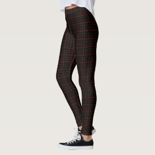 Dubbel röd gul liten Tartanpläd för svart Leggings