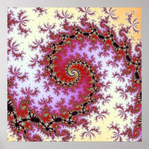 Dubbel röd spiral Fractaldesign Poster