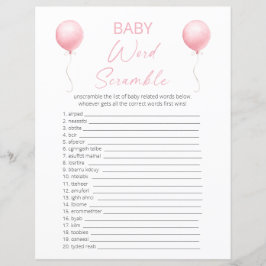 Dubbel Sida Rosa Ballong Baby Shower Spelkort