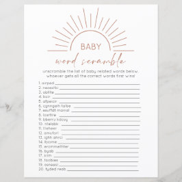Dubbel Sided Boho Sol Baby Shower Spelkort