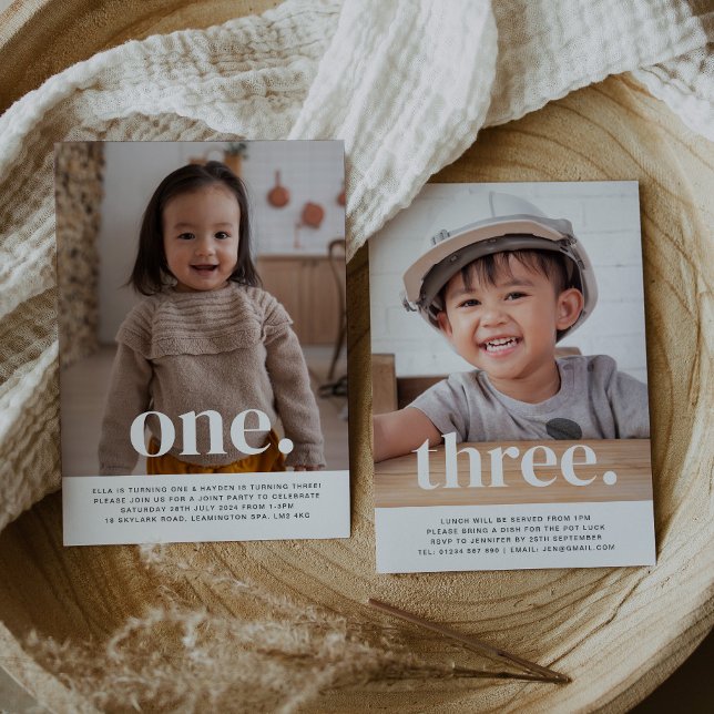 Dubbel Sided Födelsedagsinbjudan - Pojke Flicka Inbjudningar (Skapare uppladdad)