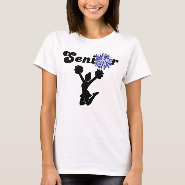 Dubbel Sided Senior Cheerleader Blå & Grå T Shirt (Framsida)