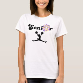 Dubbel Sided Senior Cheerleader Lila & Gul T Shirt