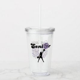Dubbel Sided Senior Cheerleader Lila & Vit Take Away Mugg