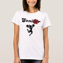Dubbel Sided Senior Cheerleader Röd & Svart T Shirt
