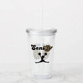 Dubbel Sided Senior Cheerleader Svart & Guld Take Away Mugg