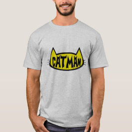 Dubbel sidig - CATMAN Katt Huvud Rolig T-Shirt