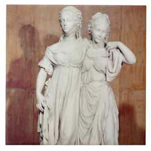 Dubbel staty av princessesna Louise (1776-1810) Kakelplatta