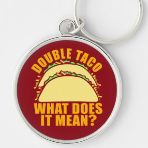 Dubbel Taco Rund Silverfärgad Nyckelring