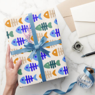 Dubbel ton cute Fish Bone Mönster Presentpapper