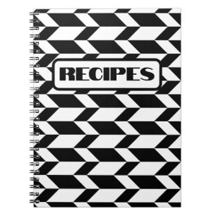 Dubbel tonpil Chevron Rand Black & White Anteckningsbok
