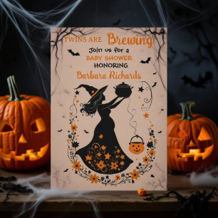 Dubbel Trouble Brew - En Tvilling Halloween Baby S Inbjudningar