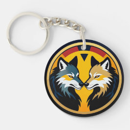 Dubbel Vargemblemlogotyp Med Guldcirkel