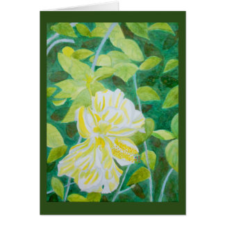 Dubbel vattenfärg för vithibiskusblomma hälsningskort