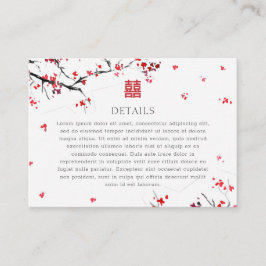 Dubbel Xi kinesisk röd elegant bröllopsdetalj Tilläggskort