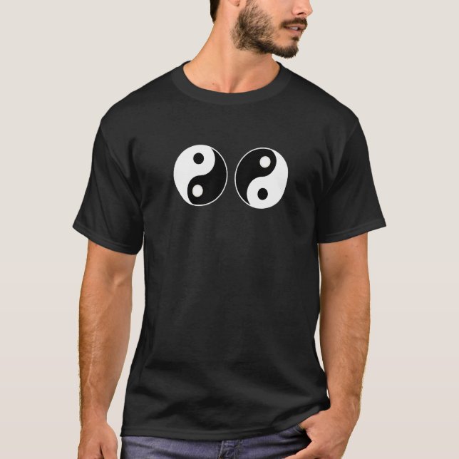 Dubbel Ying Yang Feng Shui Yin Yang T Shirt (Framsida)