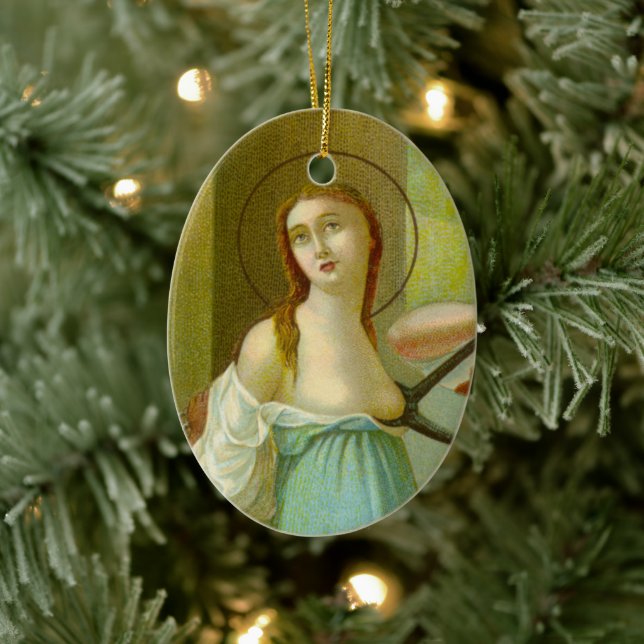 Dubbelbild St. Agatha  (M 003) Julgransprydnad Keramik (Träd)