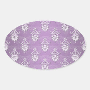 Dubbeldamask Lavendel Lila Ovalt Klistermärke