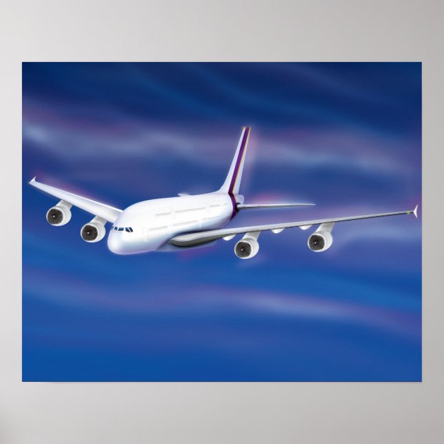 Dubbeldeckad kommersiell flygplan poster (Framsidan)