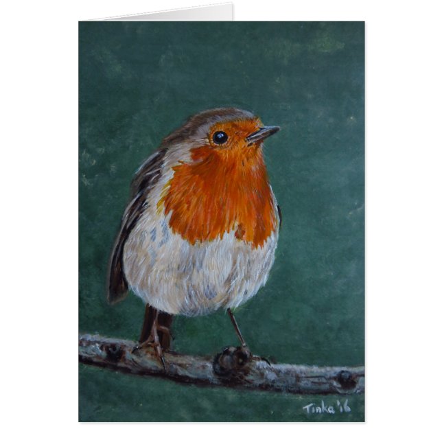 Dubbele kaart Roodborst. Hälsningskort (Framsidan)