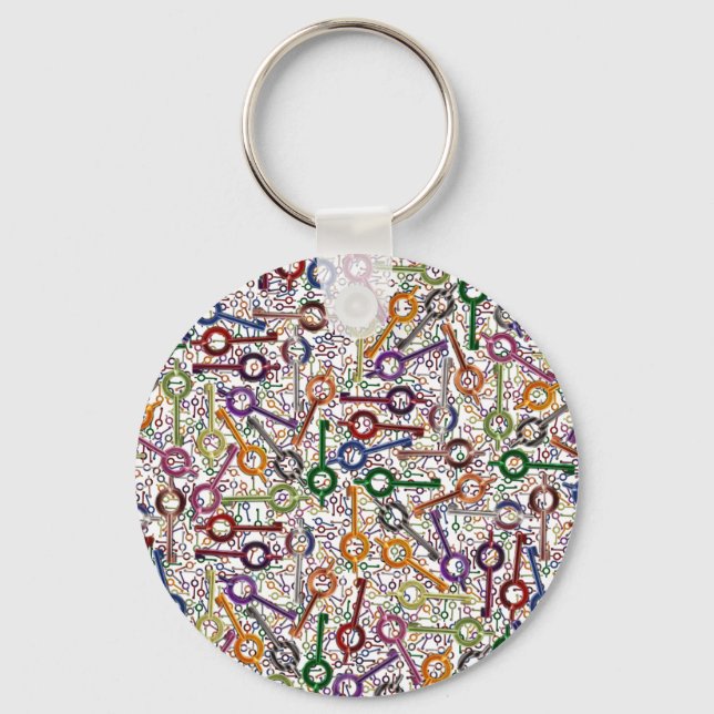 Dubbelfärgad polishandduk Nycklar tunn blå linje Nyckelring (Framsida)