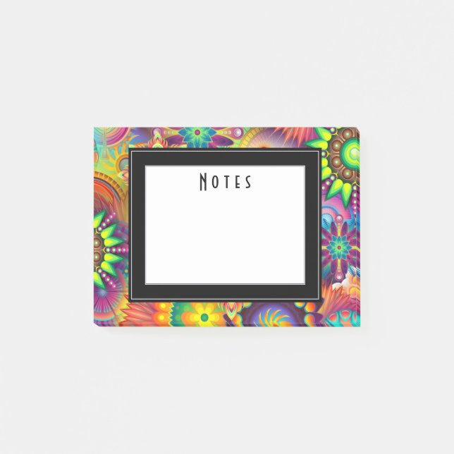 Dubbelfärgade konsthändelsformer Mönster Post-it Block (Framsida)