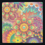 Dubbelfärgade konsthändelsformer Mönster Underlägg Sten<br><div class="desc">En spricka av konsthungliga blomformer och snurrande hjul i många vibrerande och spännande färg. Många olika former och mönster med petaler och cirklar och mer överlappar varandra i detta art nouveau prydnadsformaterade mönster. Ett stort antal ljusa och djärva färg ge i detta mönster upphetsning och roligt som brinner av liv....</div>