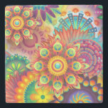 Dubbelfärgade konsthändelsformer Mönster Underlägg Sten<br><div class="desc">En spricka av konsthungliga blomformer och snurrande hjul i många vibrerande och spännande färg. Många olika former och mönster med petaler och cirklar och mer överlappar varandra i detta art nouveau prydnadsformaterade mönster. Ett stort antal ljusa och djärva färg ge i detta mönster upphetsning och roligt som brinner av liv....</div>