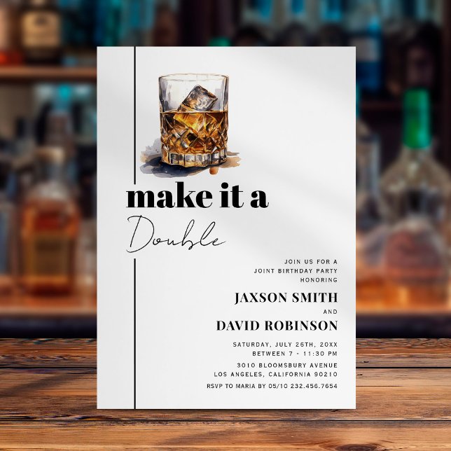 Dubbelfest Whiskey Gemensam Födelsedagsfest Inbjudningar (Skapare uppladdad)