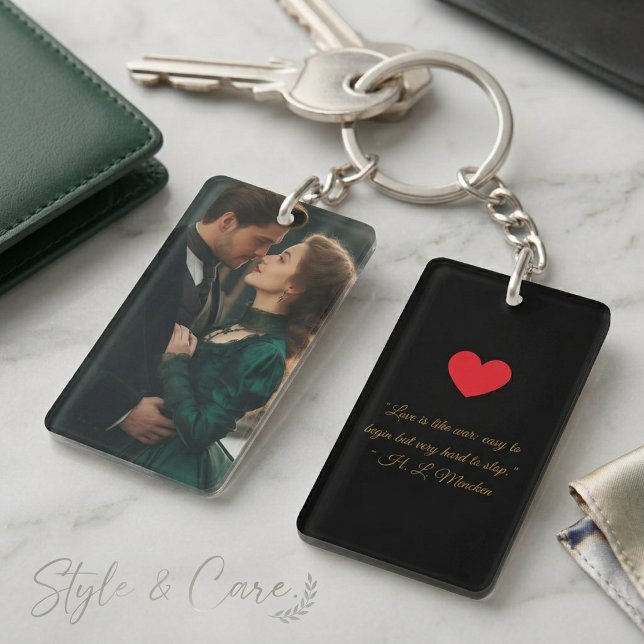 Dubbelhäftad nyckelring med din bild eller text (Double-Sided Keychain with Your Image or Text)