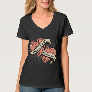 Dubbelhjärtor för livmoder- cancerhopptro t-shirt