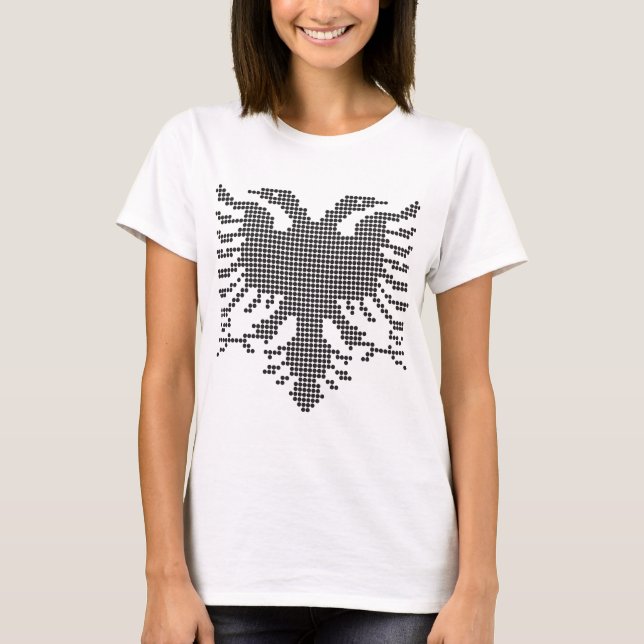 Dubbelhövdad albansk örn prickad Silhuett T Shirt (Framsida)