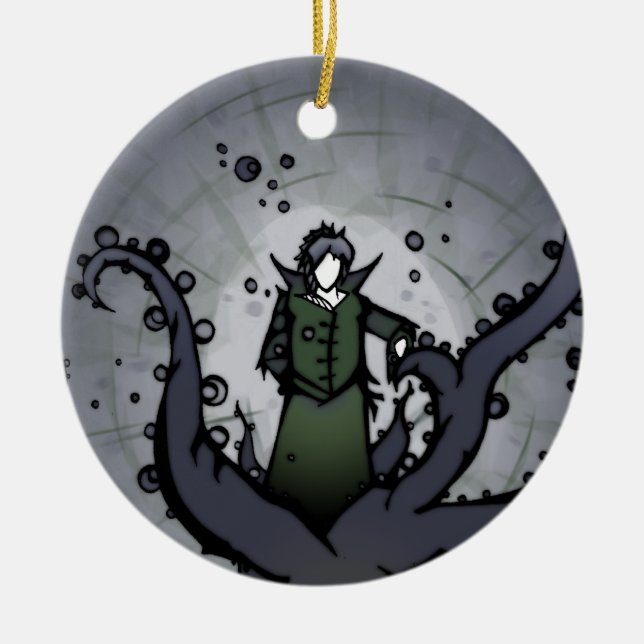 Dubbelprydnad för röd & grön figur julgransprydnad keramik (Framsidan)