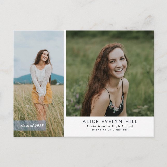 Dubbelrams examenskort meddelande vykort (Framsida)