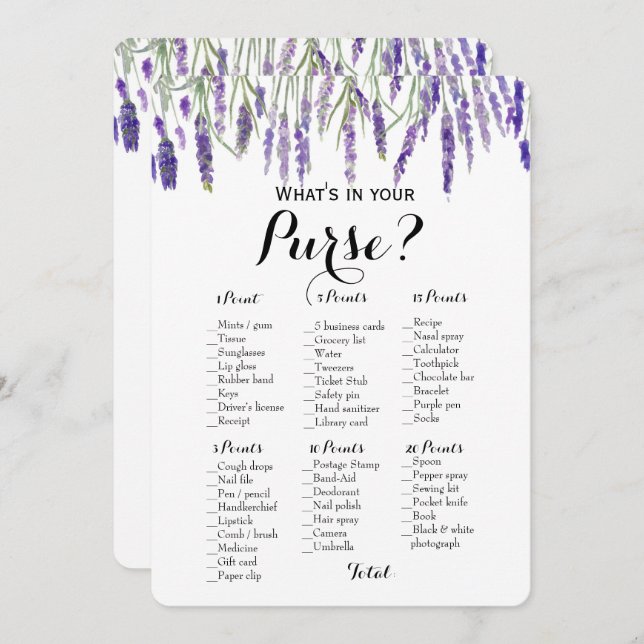 Dubbelsida - 2 Bröllopsspel Handväska | Önskningar Inbjudningar (Fram/baksida)