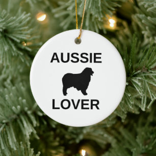 dubbelsidig australian shepherd aussie älskare julgransprydnad keramik
