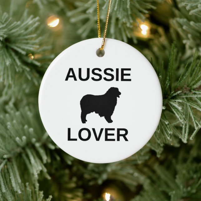 dubbelsidig australian shepherd aussie älskare julgransprydnad keramik (Träd)