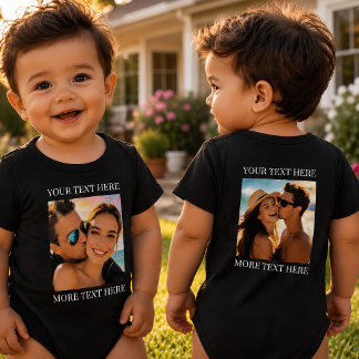Dubbelsidig bodysuit, anpassad bild och text t shirt