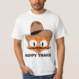 Dubbelsidig GLADA SPÅR Tecknad Mustasch Katt T Shirt