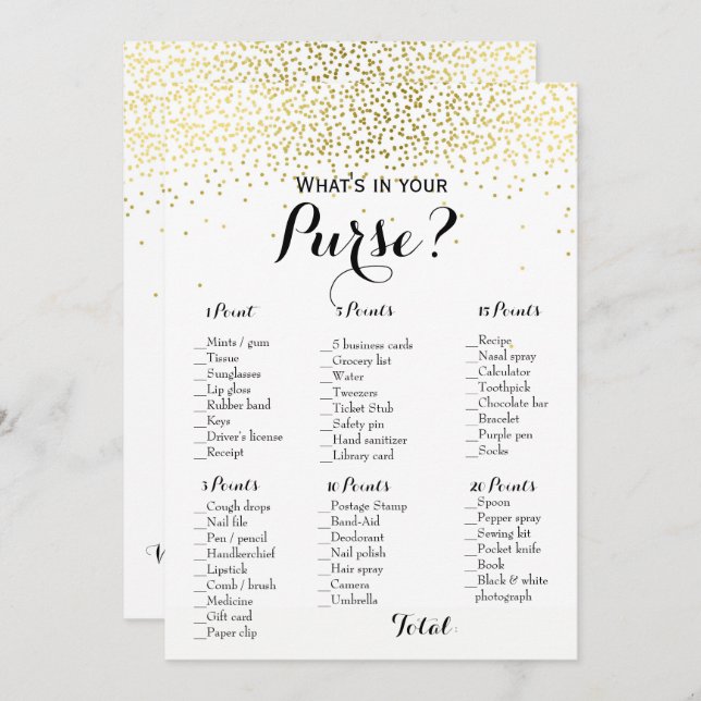 Dubbelsidig guldkonfetti Baby Bröllopsduschspel Inbjudningar (Fram/baksida)