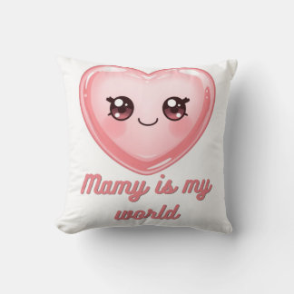 Dubbelsidig Kawaii Hjärtkudde - Mamma är min värld Kudde