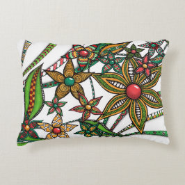 Dubbelsidig konstnärlig Zentangle blommig ländkudd Prydnadskudde
