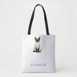 Dubbelsidig minimalistisk geometrisk siamesisk kat tygkasse