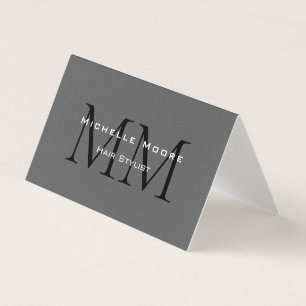 Dubbelsidig monogrammad Black Grått Calligraphy Li Visitkort